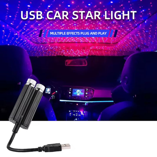 1Pcs Car Interior Lights Roof Star Light USB LED Starry Atmosphere Projector Decoration Night Party Decor Galaxy Light