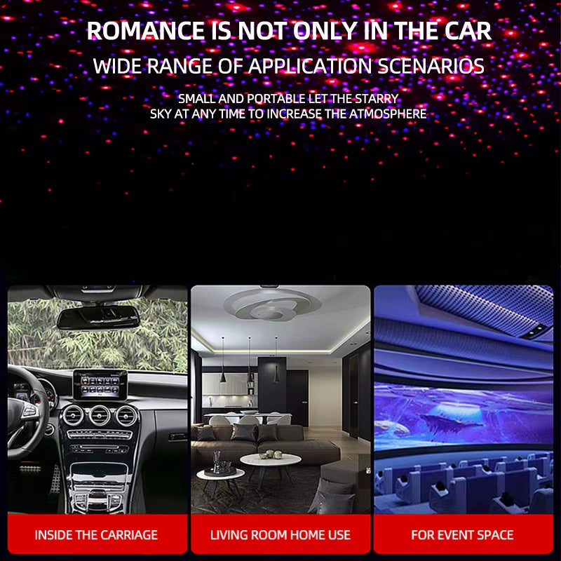 1Pcs Car Interior Lights Roof Star Light USB LED Starry Atmosphere Projector Decoration Night Party Decor Galaxy Light